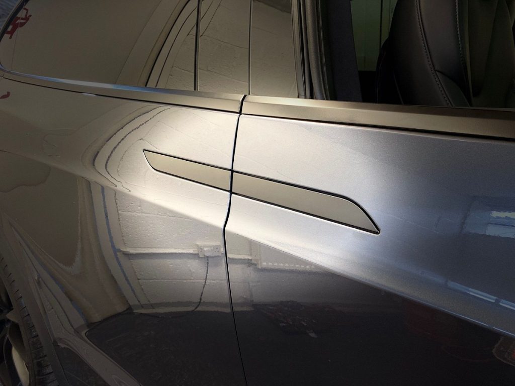 Tesla Model X SUV door handles completed